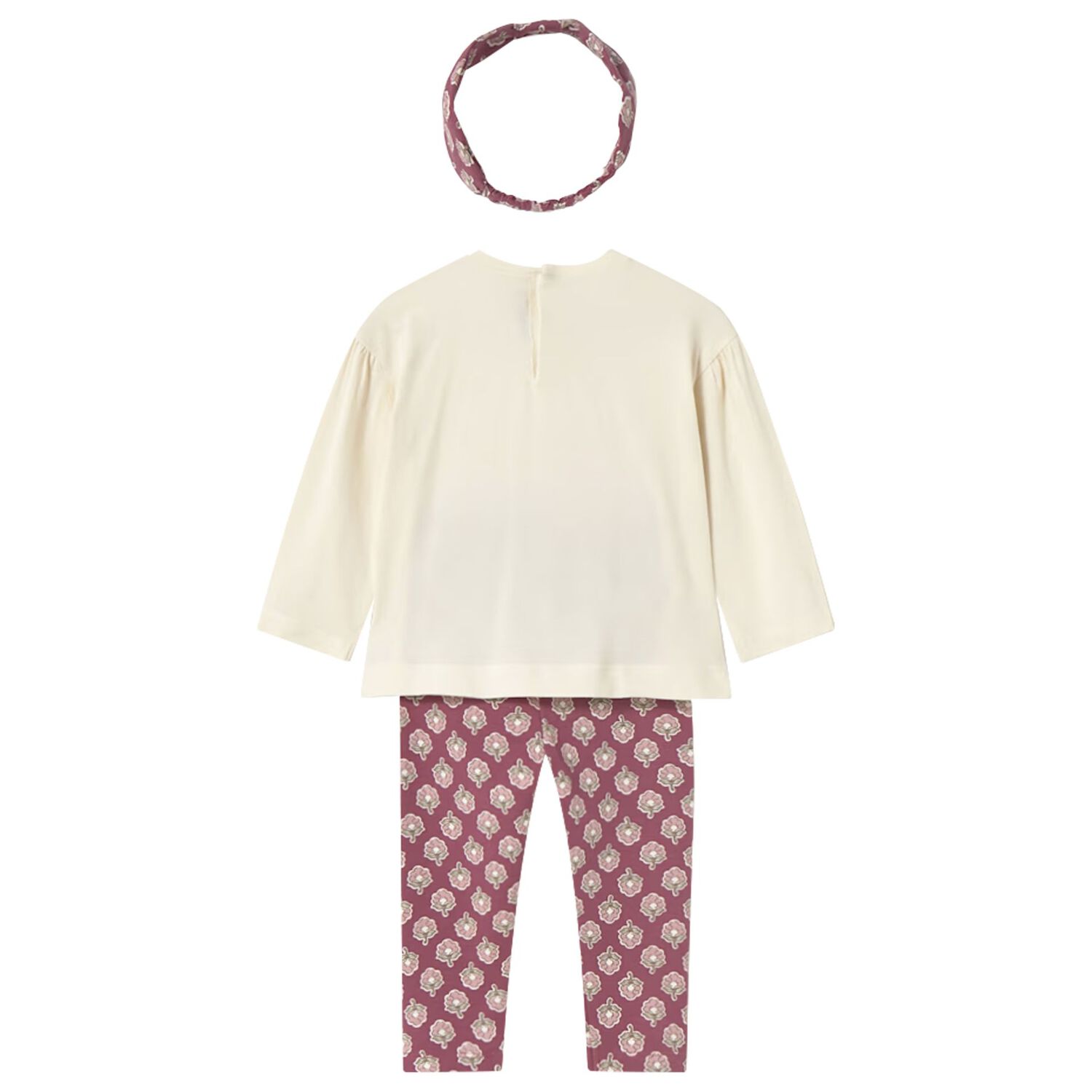 Younger Girls Ivory & Pink Floral Leggings Set, 1, hi-res