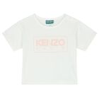 Younger Girls Ivory Logo T-Shirt, 1, hi-res