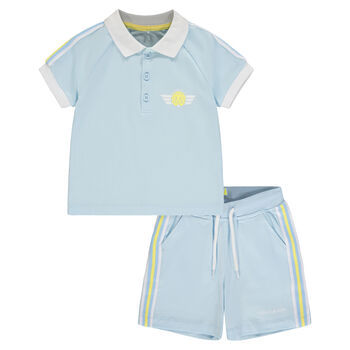 Boys Blue Logo Polo Short Set