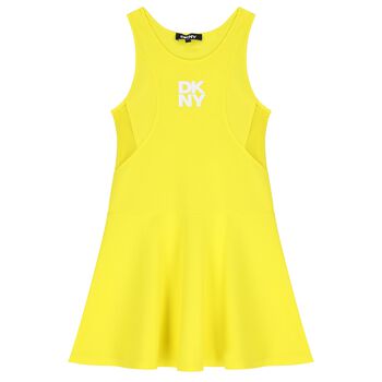 Girls Yellow Logo Sleeveles Dress