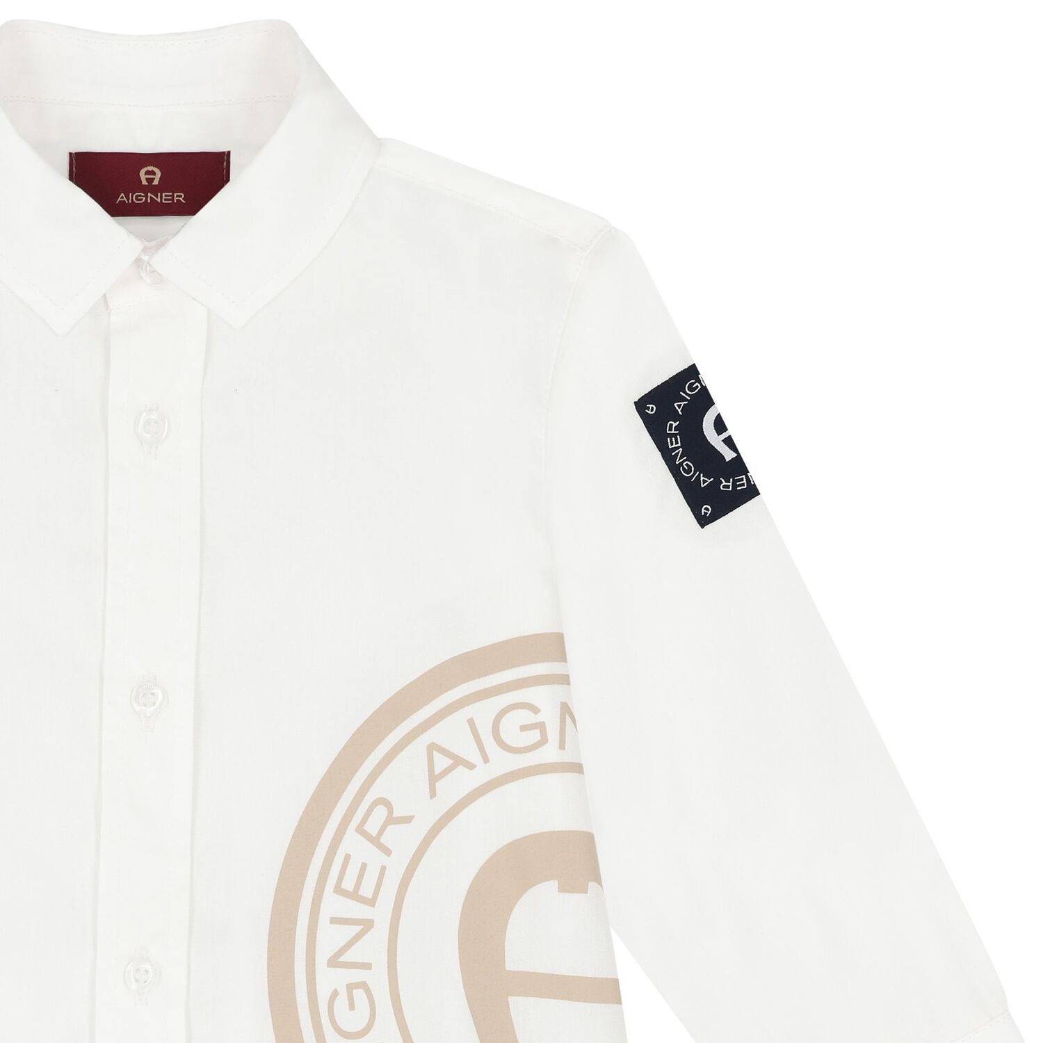 تيشيرت أولاد بالشعار باللون الأبيض, 1, hi-res