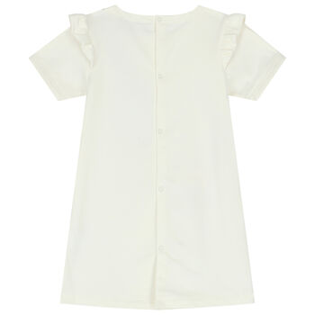 Younger Girls Ivory Logo Bag Dress