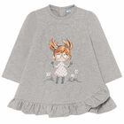Younger Girls Grey Long Sleeve Dress, 2, hi-res