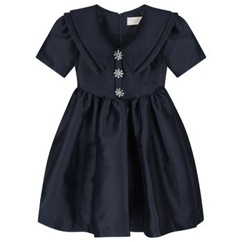 Girls Navy Blue Crystal Dress