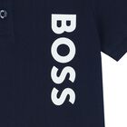 Younger Boys Navy Blue Logo Polo Shirt, 2, hi-res
