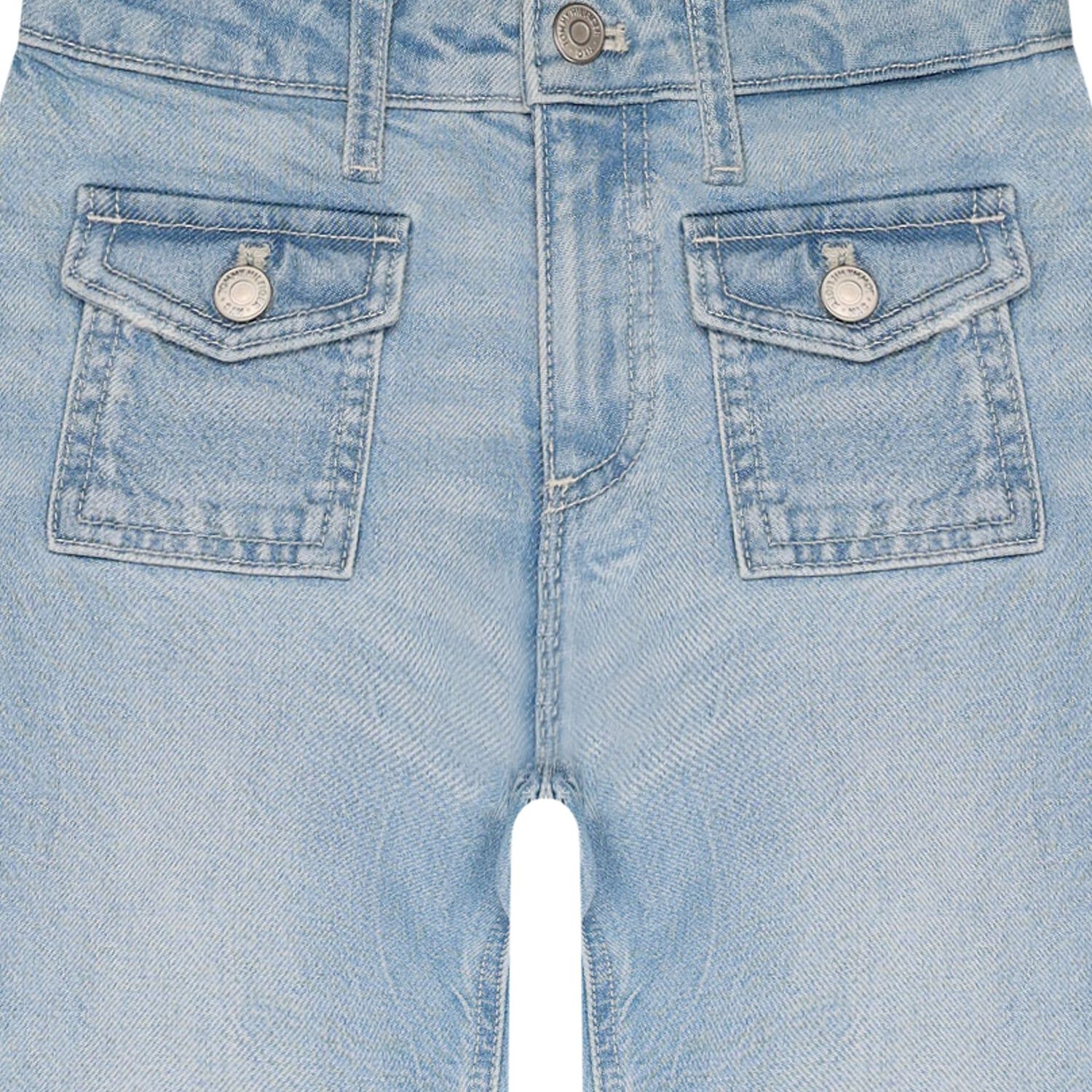 Girls Blue Flared Denim Jeans, 1, hi-res