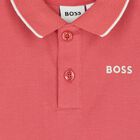 Younger Boys Red Logo Polo Shirt, 4, hi-res