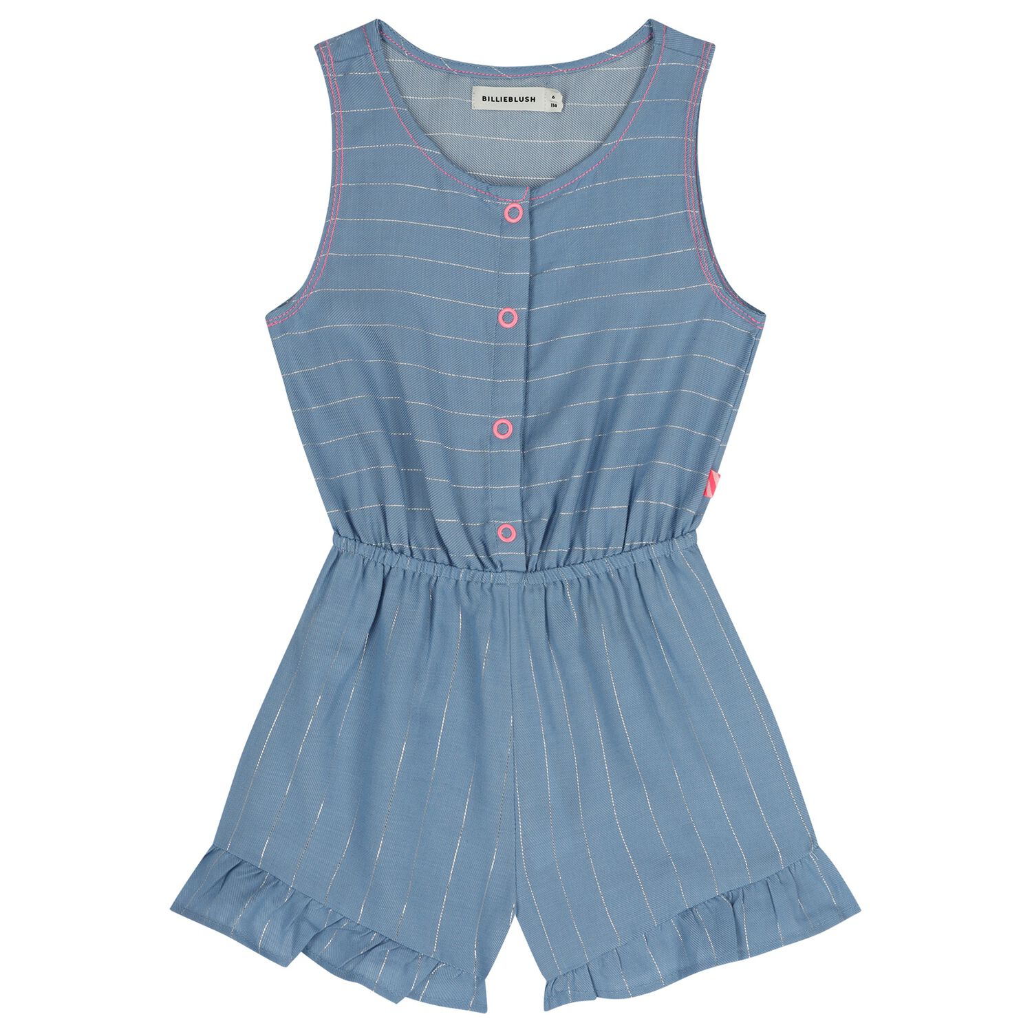 Girls Blue Striped Playsuit, 1, hi-res