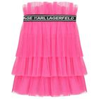 تنورة بنات بطيات بالشعار باللون الوردى, 2, hi-res