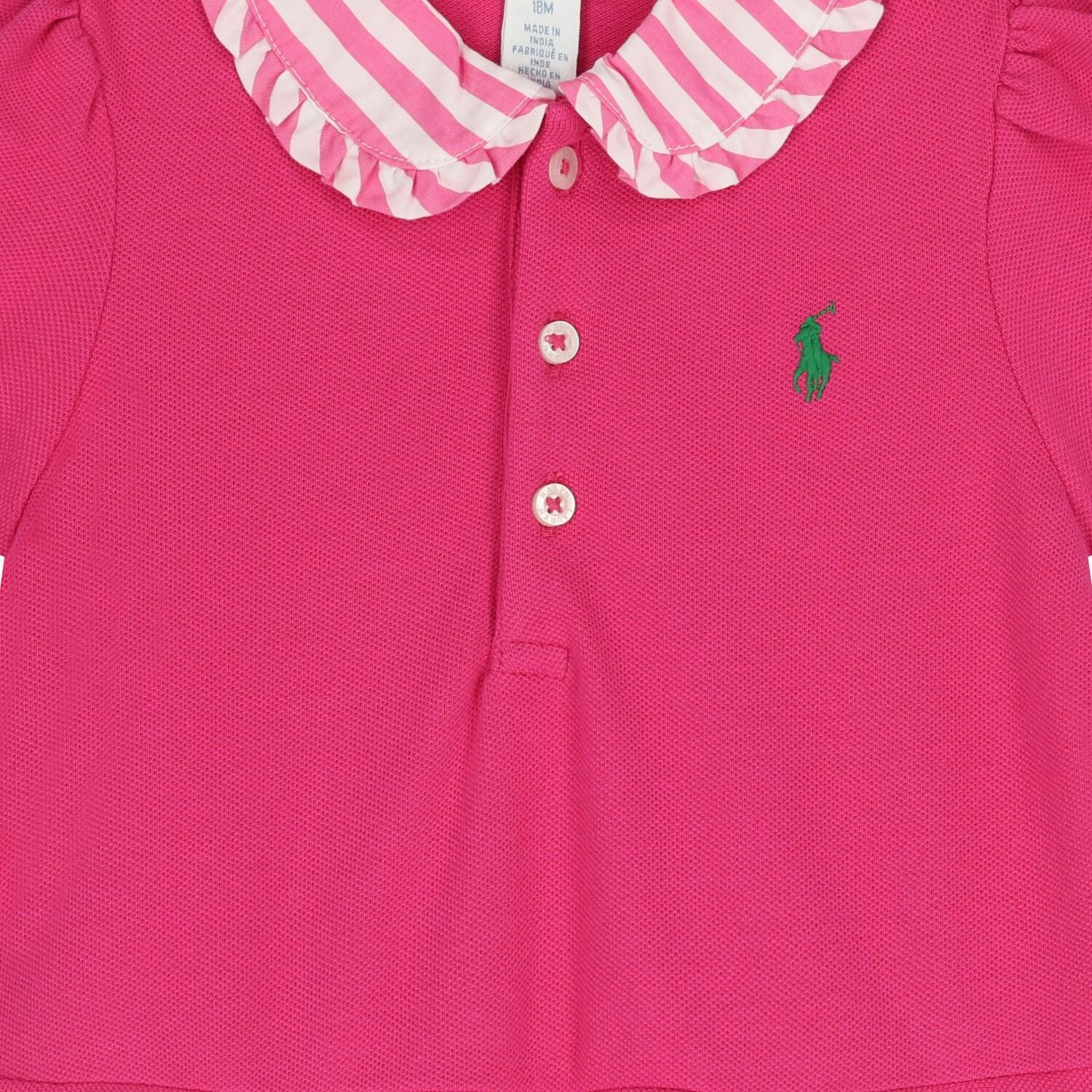 Baby Girls Pink Polo Romper, 1, hi-res