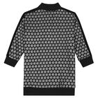 Girls Black & Silver Logo Dress, 1, hi-res