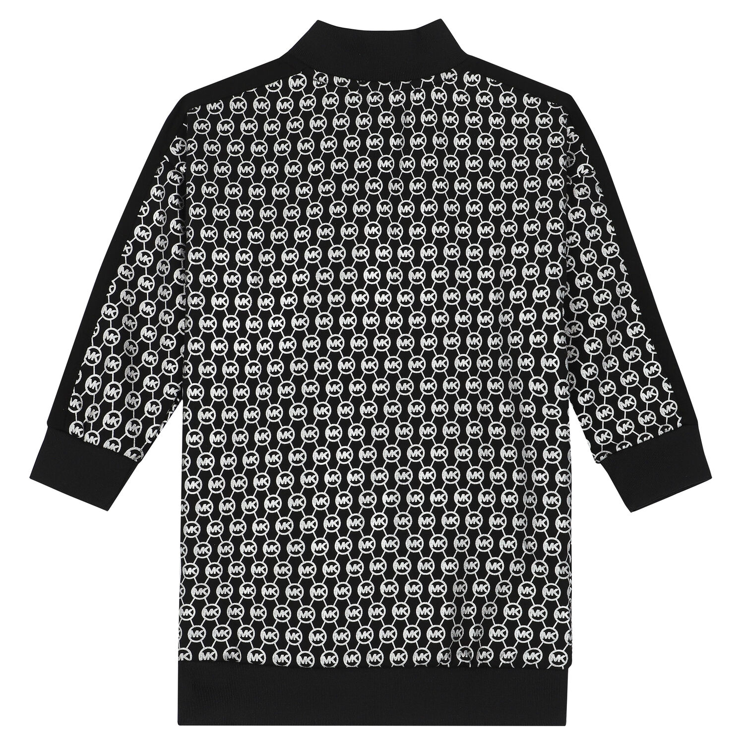 Girls Black & Silver Logo Dress, 1, hi-res