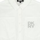 فستان بشكل قميص للبنات بالشعار باللون الابيض , 1, hi-res