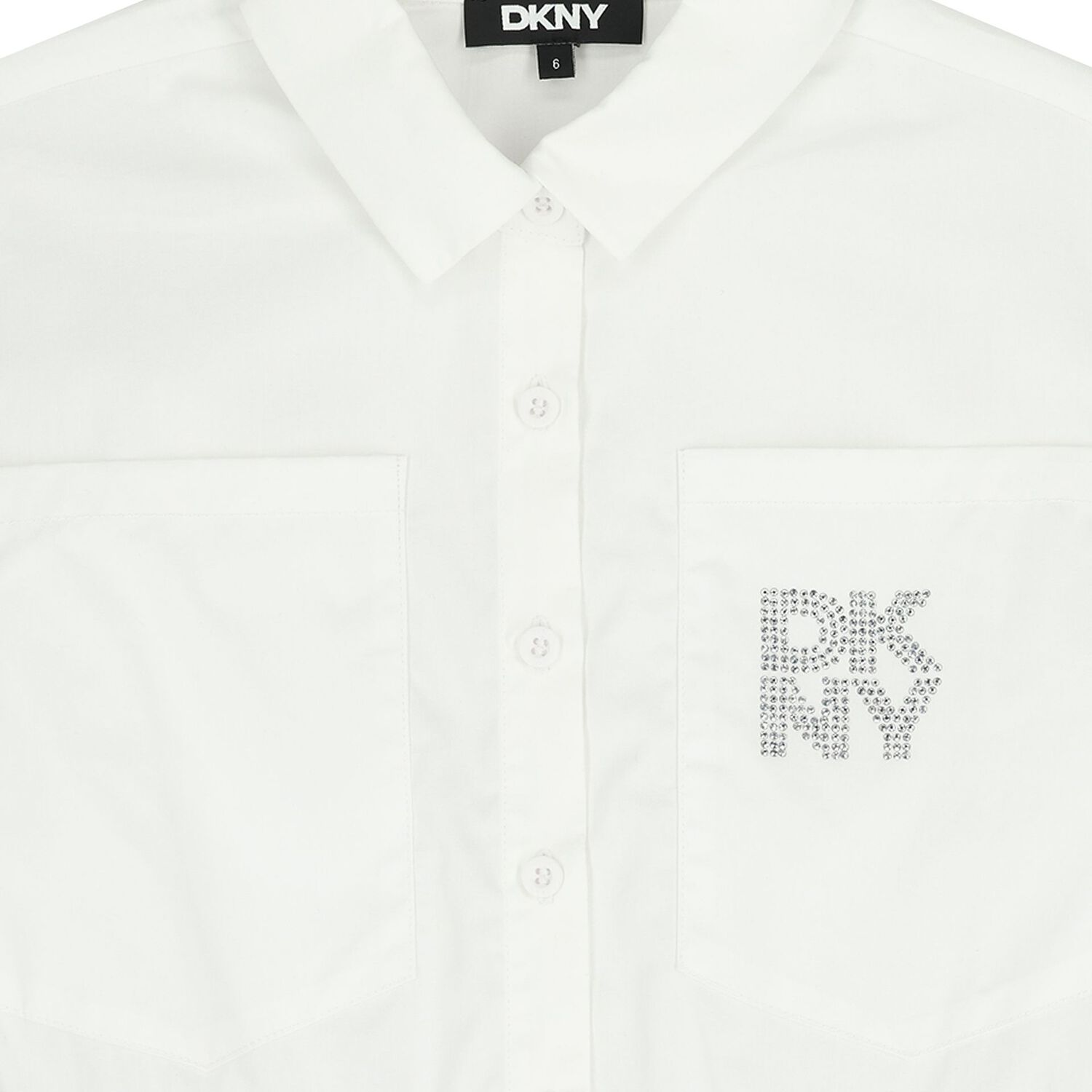 فستان بشكل قميص للبنات بالشعار باللون الابيض , 1, hi-res