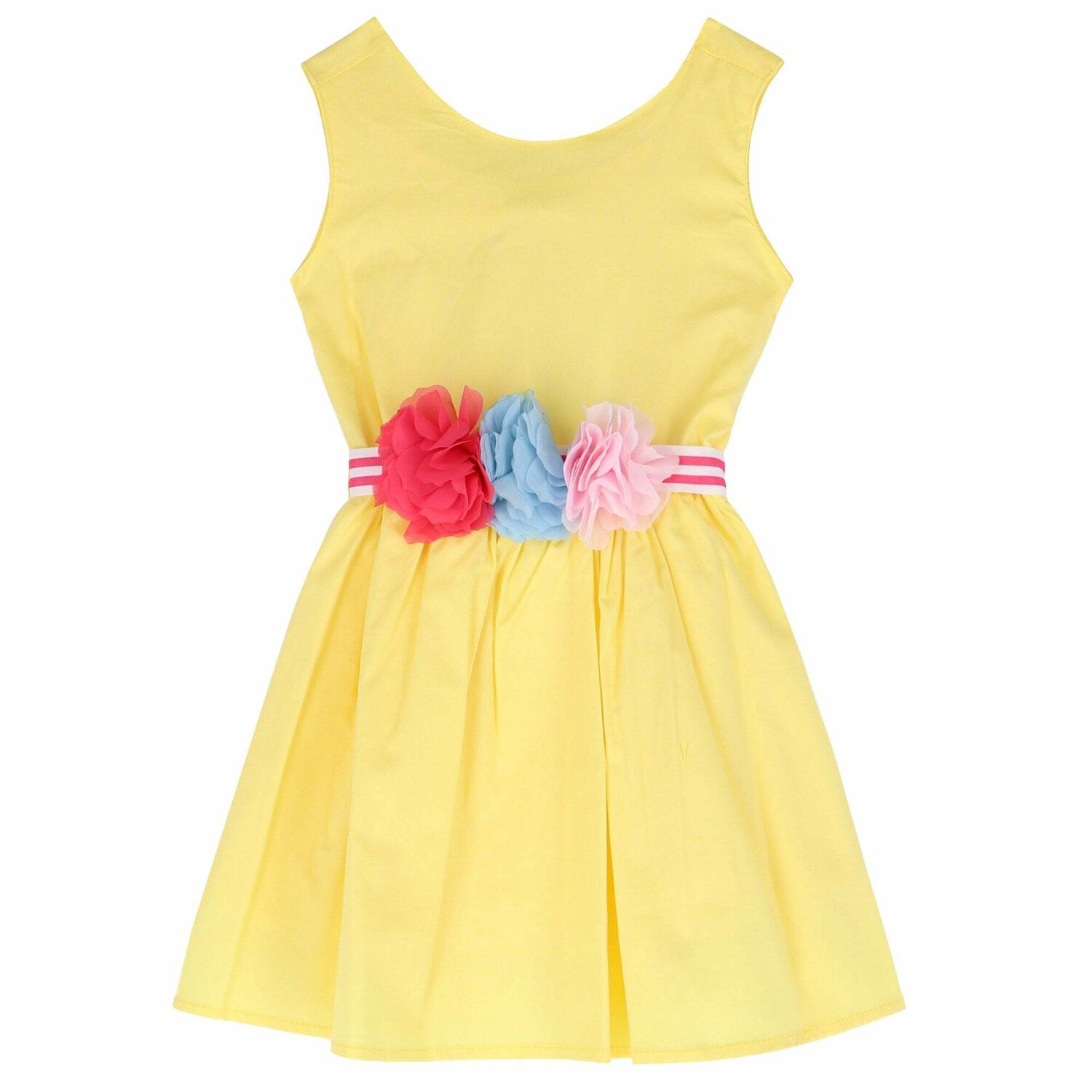 Girls Yellow Sleeveless Dress, 1, hi-res