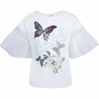 Girls White Frill Sleeve T-Shirt, 1, hi-res