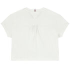 تيشيرت بنات بالشعار باللون الابيض, 2, hi-res