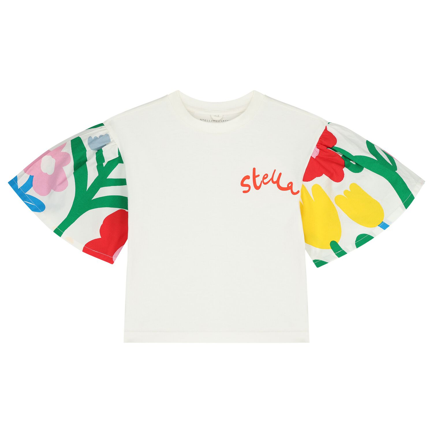 تيشيرت للبنات بشعار باللون الأبيض, 1, hi-res