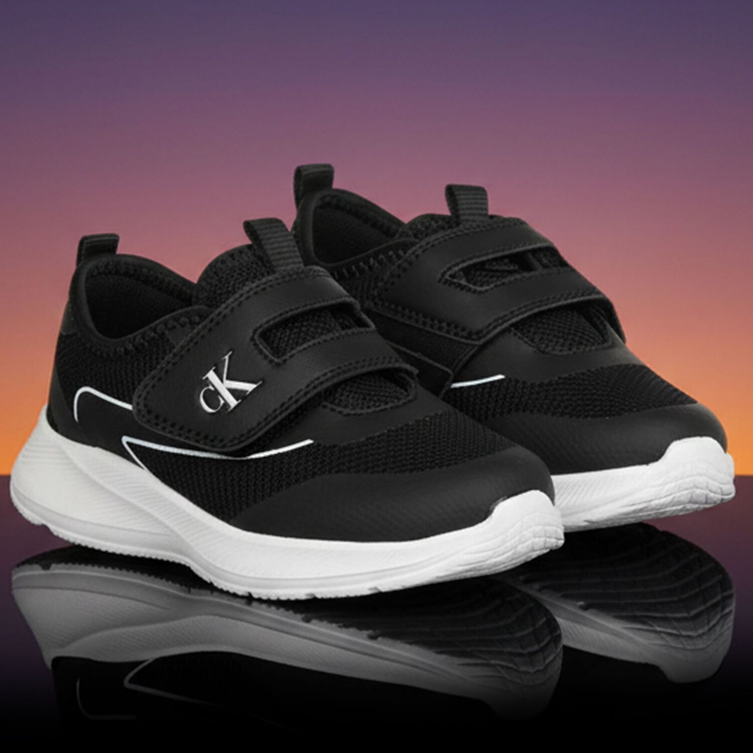 Boys Black & White Logo Trainers, 1, hi-res