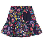 Girls Navy Blue Logo Skirt, 1, hi-res