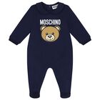 Navy Blue Teddy Bear Logo Babygrow, 2, hi-res