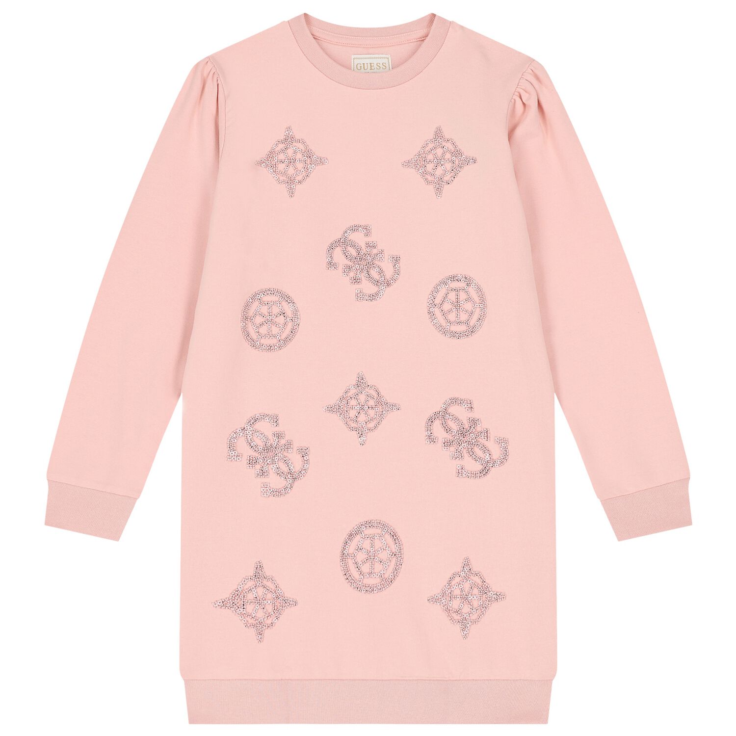 Girls Pink Logo Sweatshirt Dress, 1, hi-res