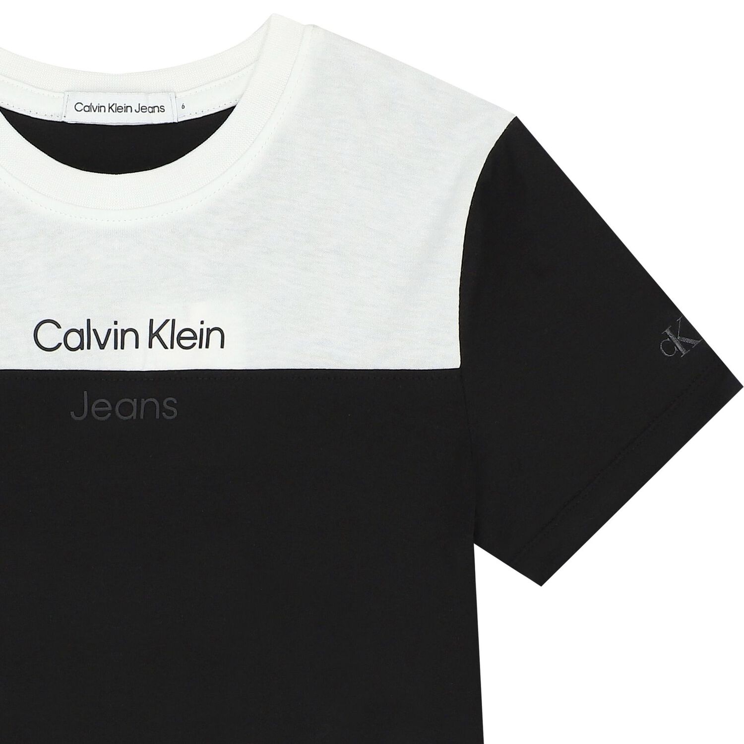 تيشيرت أولاد بالشعار باللون الأبيض والأسود, 1, hi-res