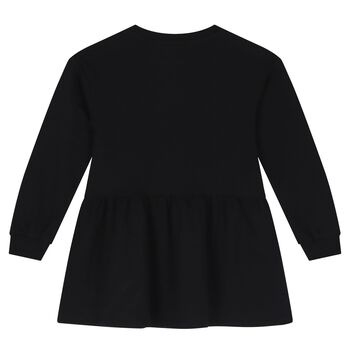 Girls Black Teddy Bear Logo Dress