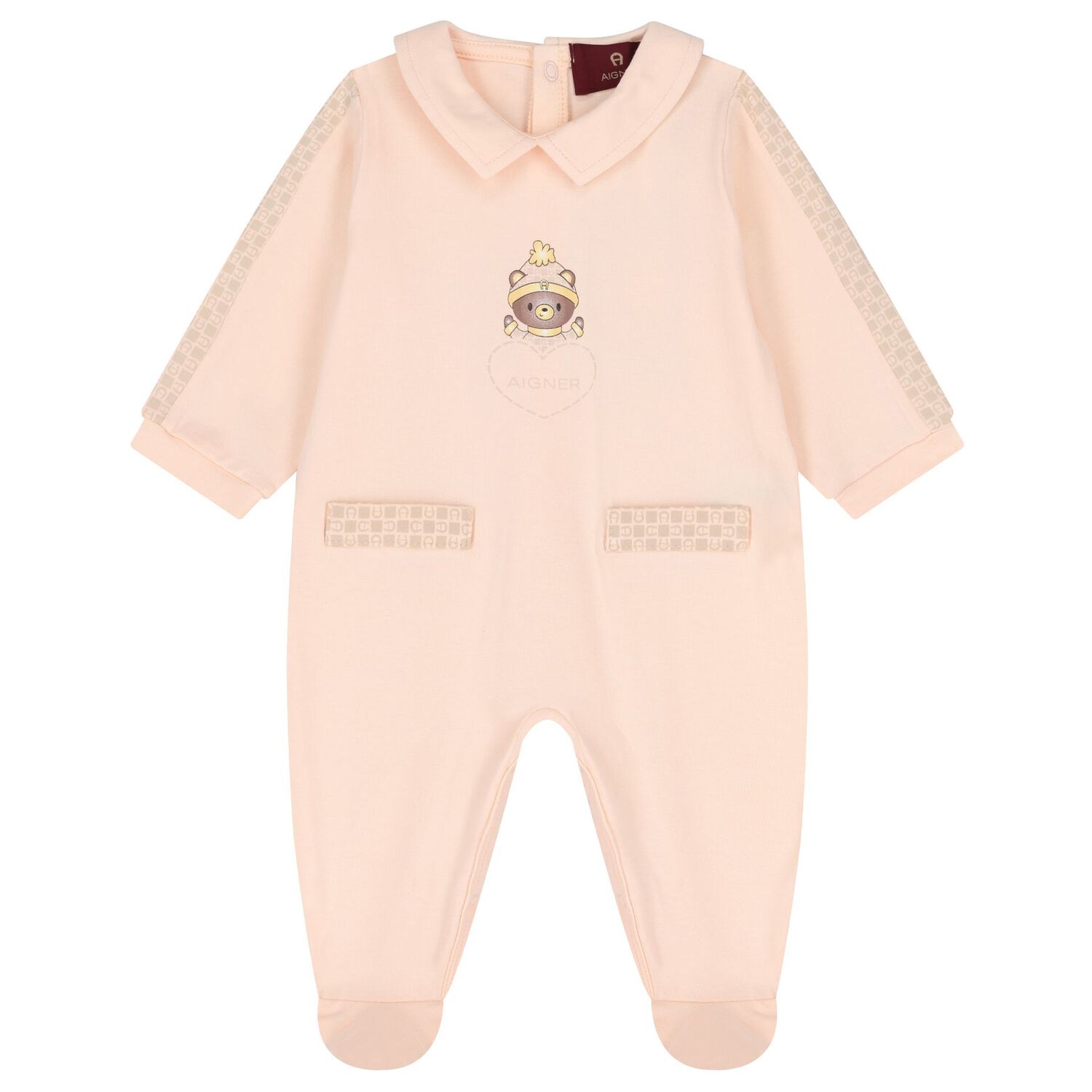 Baby Girls Peach Teddy Bear Logo Babygrow Gift Set, 1, hi-res