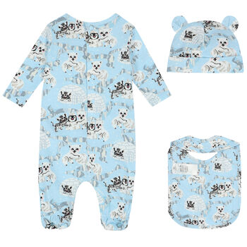 Baby Boys Blue Logo Babygrow Set