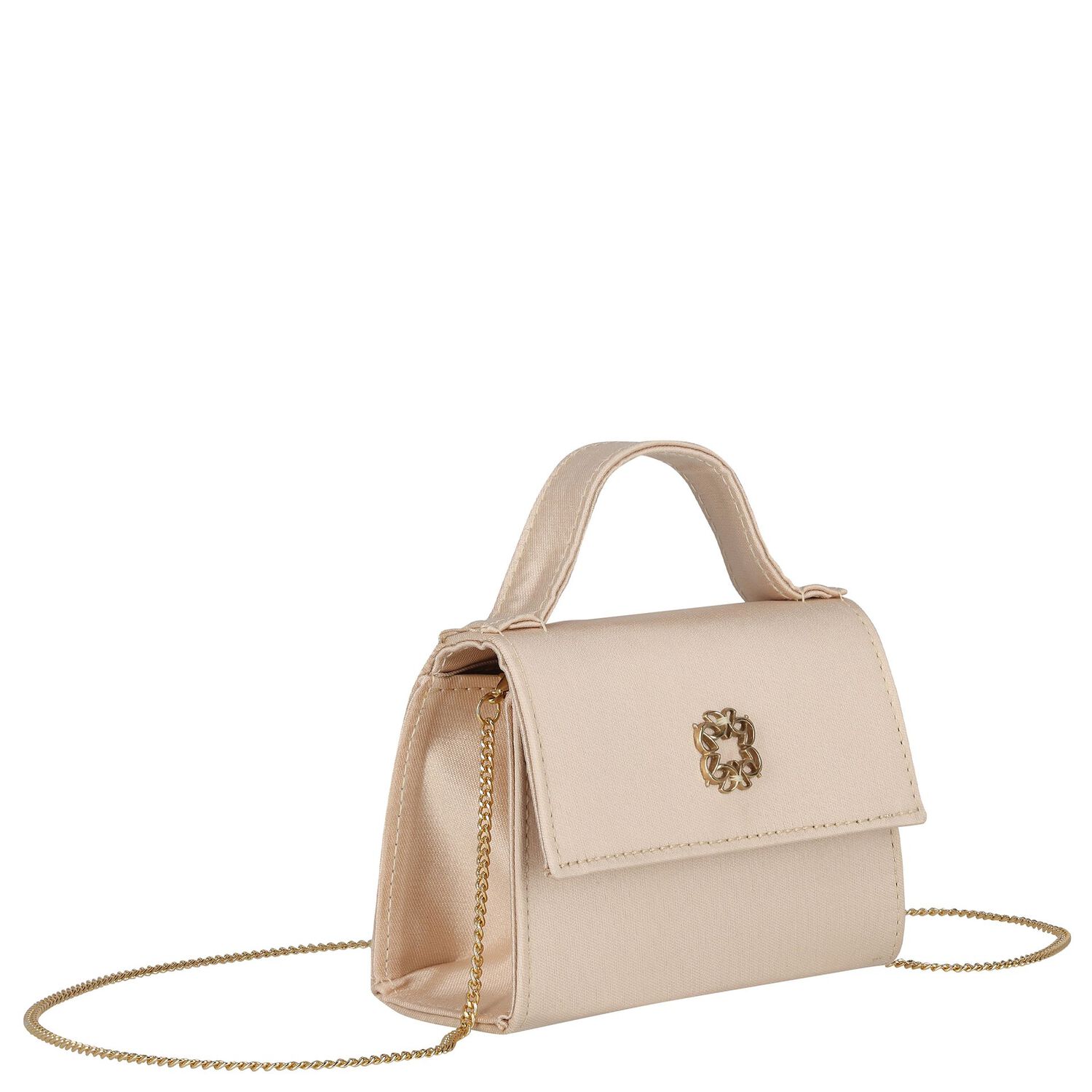 Girls Beige Crepe Handbag, 3, hi-res