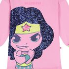 Girls Pink Wonder Woman Sweatshirt Dress, 1, hi-res