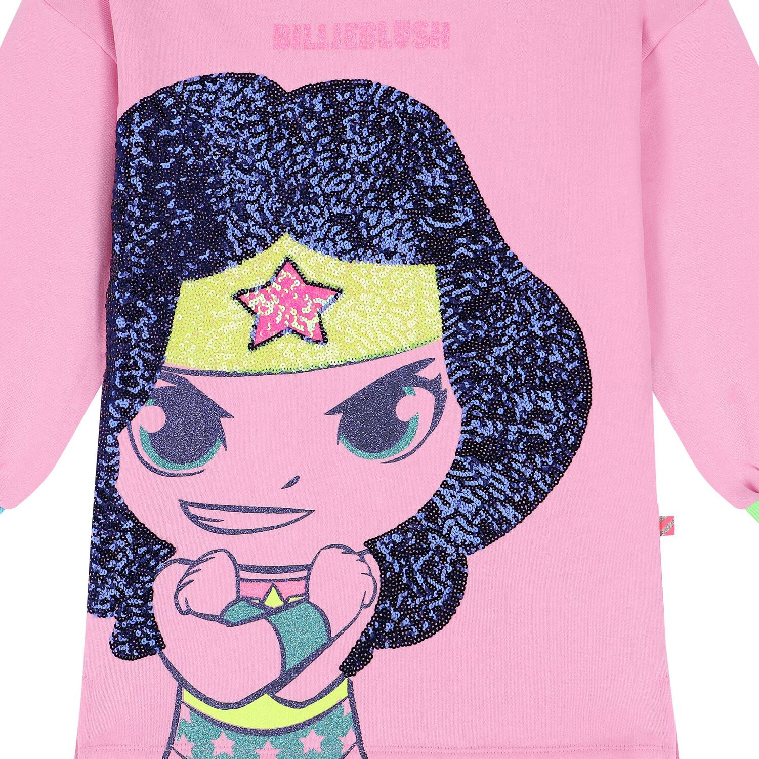 Girls Pink Wonder Woman Sweatshirt Dress, 1, hi-res
