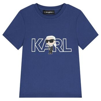 Boys Blue Ikonik Karl Logo T-Shirt
