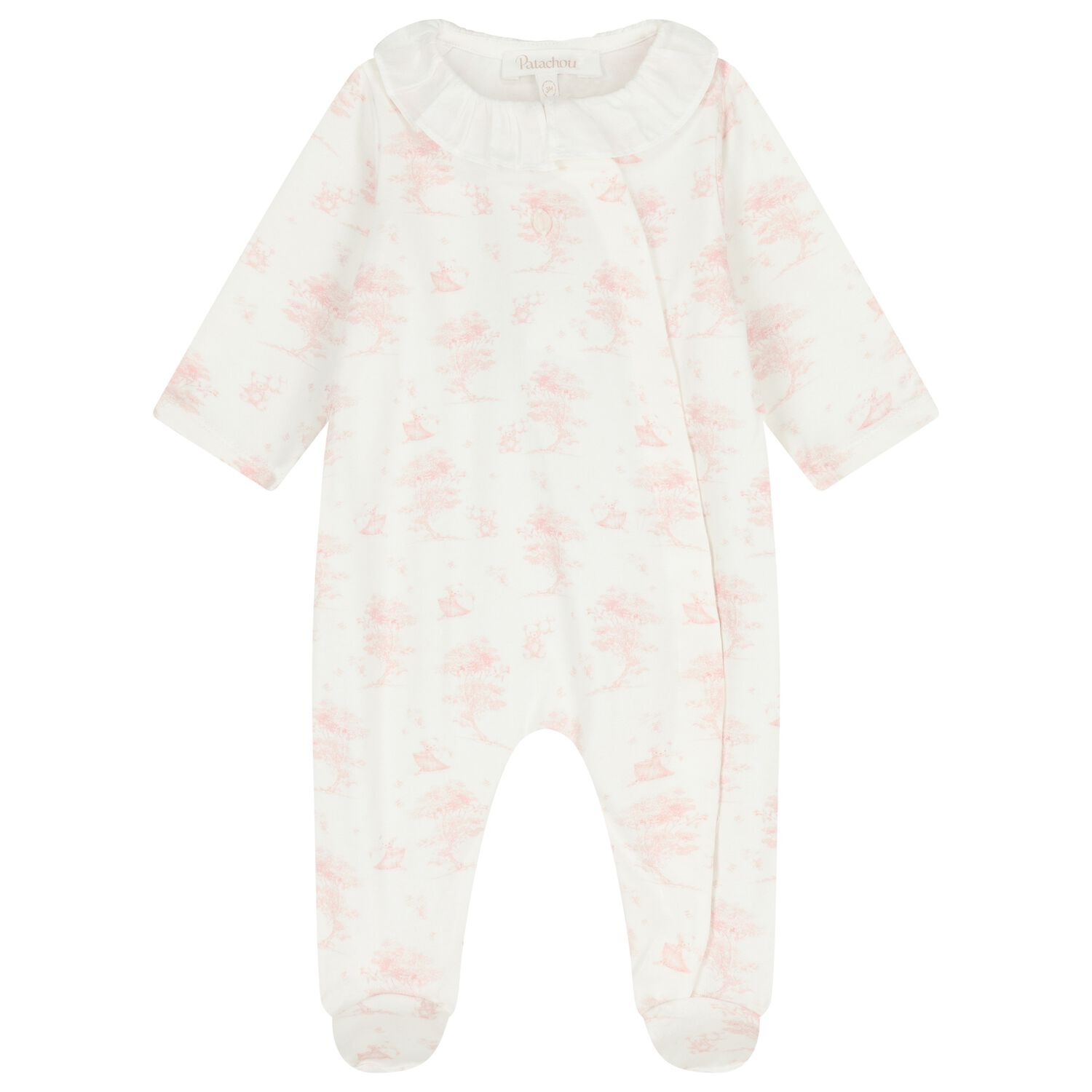 Baby Girls White & Pink Babygrow, 1, hi-res