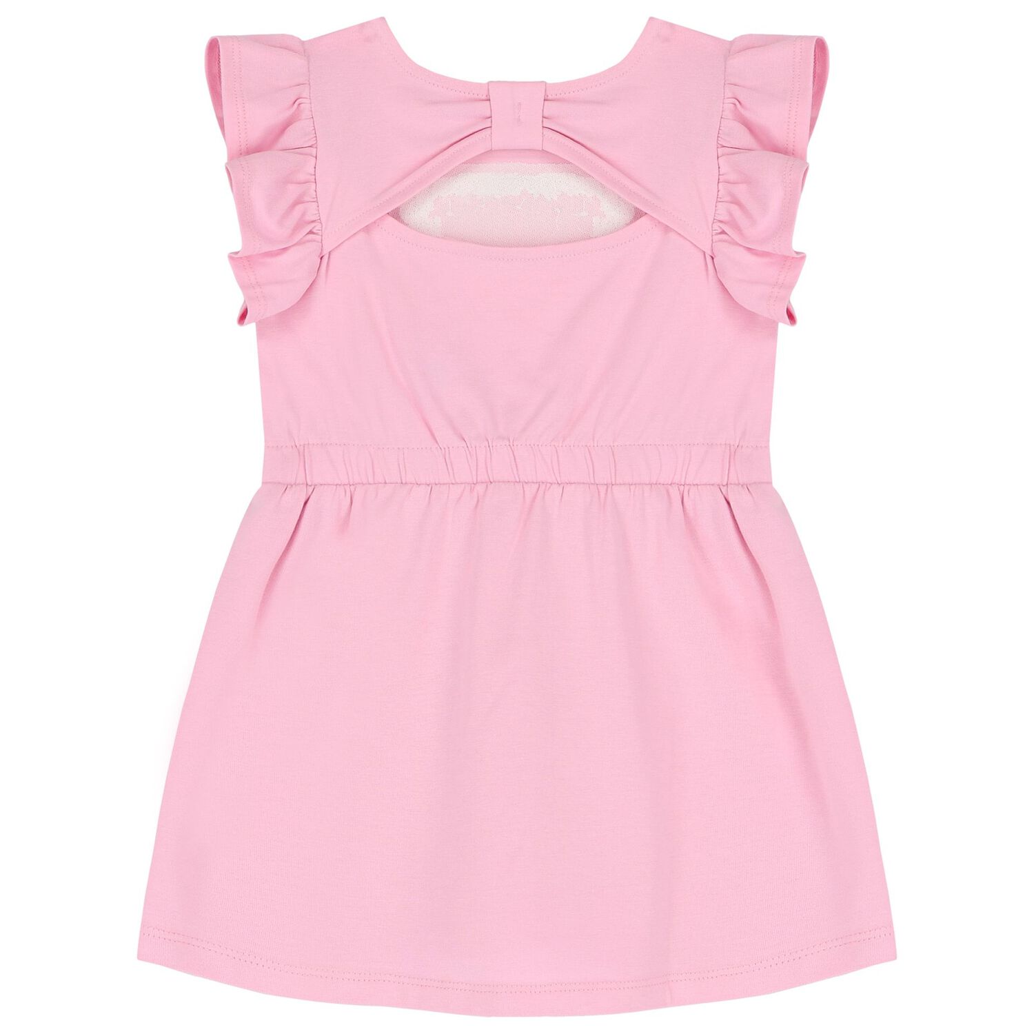 طقم بنات فستان بالشعار باللون الوردي, 1, hi-res