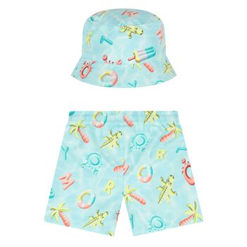 Younger Boys Aqua Swim Shorts & Reversible Hat Set