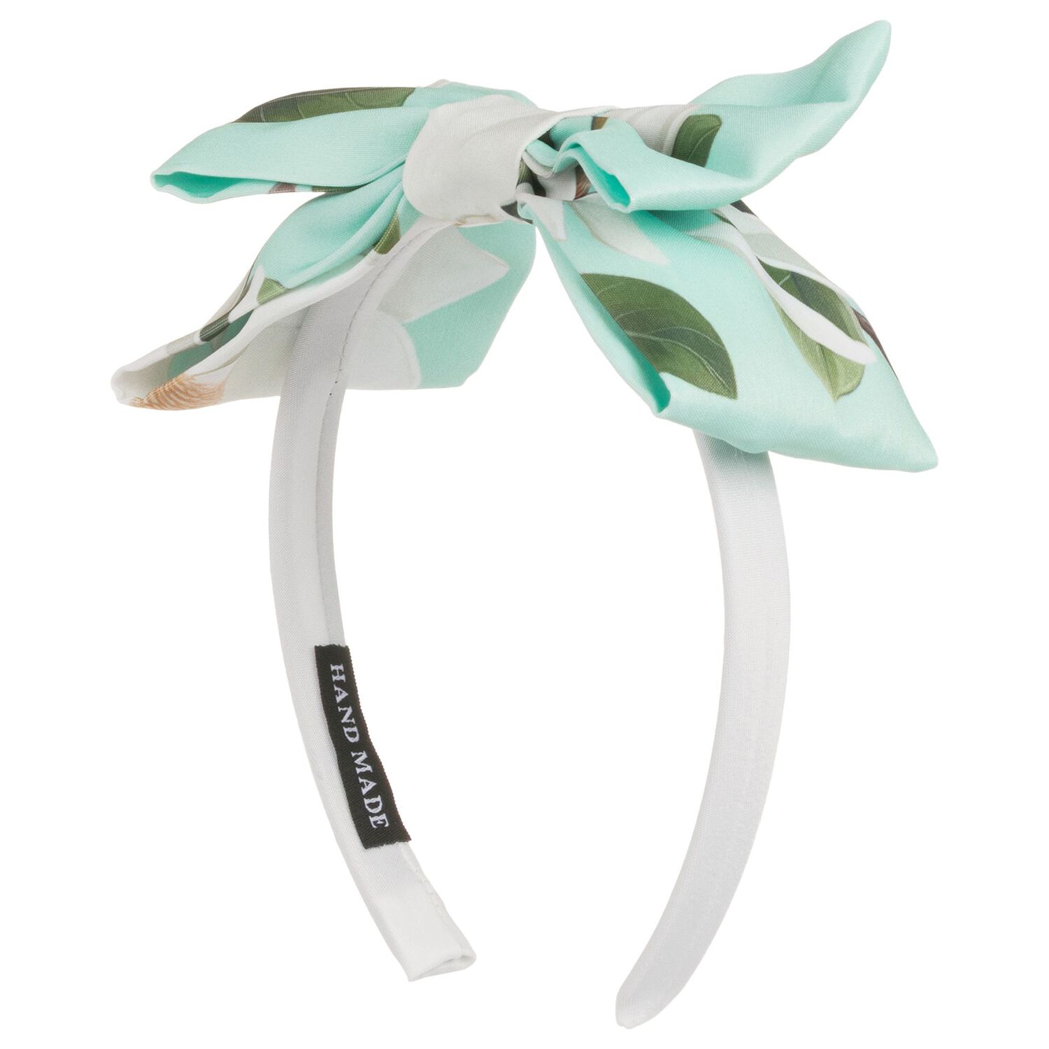 Girls White & Mint Green Bow Headband, 1, hi-res