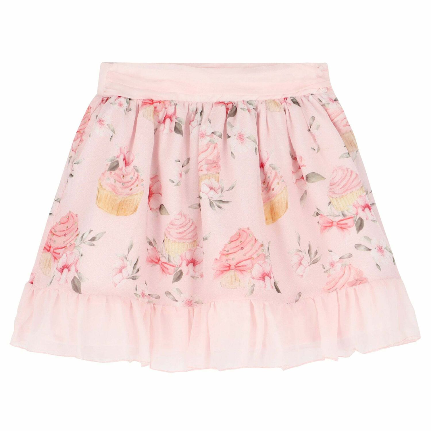 Girls Pale Pink Cupcake Chiffon Skirt, 1, hi-res