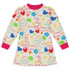 فستان للبنات بالشعار باللون رمادي, 1, hi-res