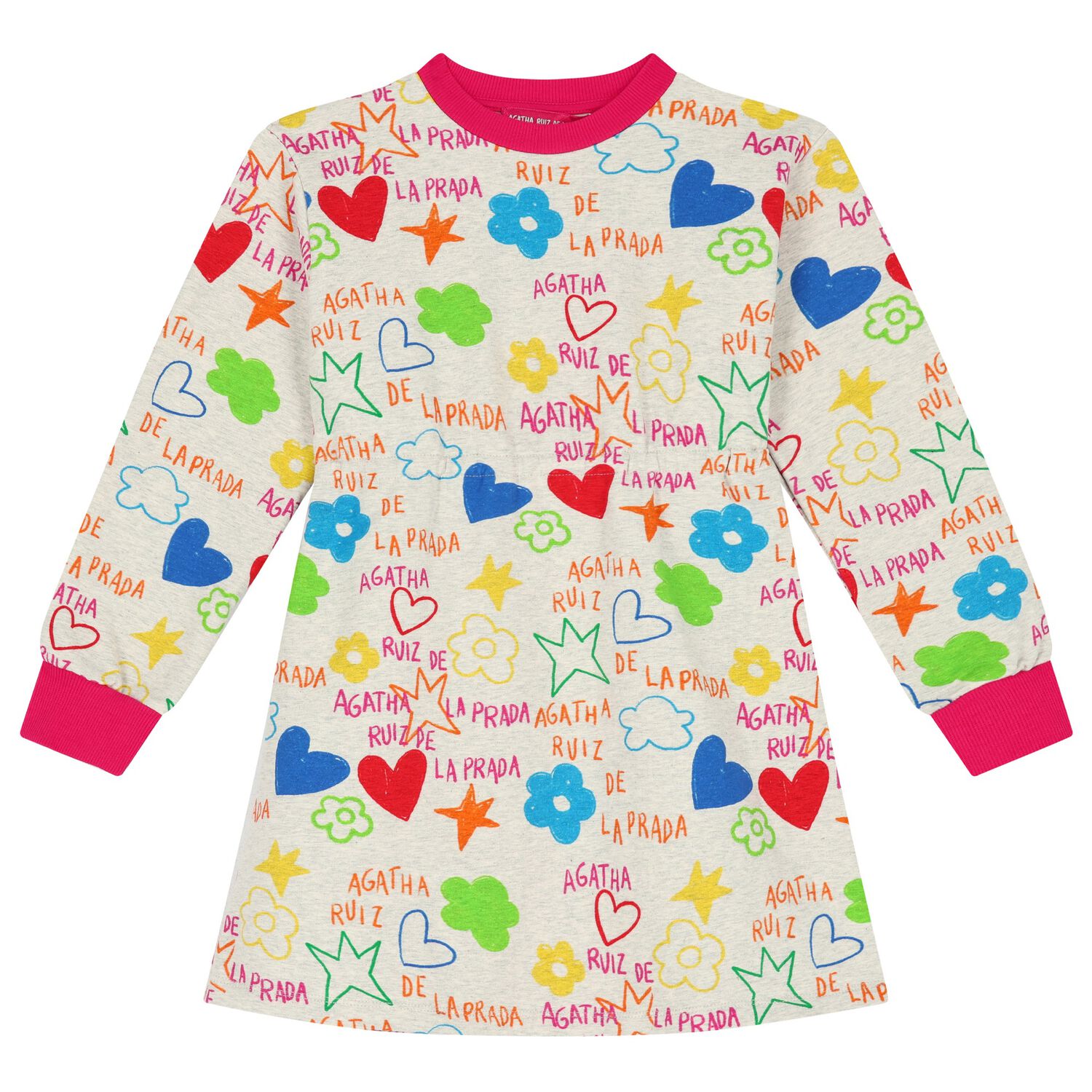 فستان للبنات بالشعار باللون رمادي, 1, hi-res image number null