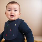 Baby Boys Navy Logo Bib, 1, hi-res