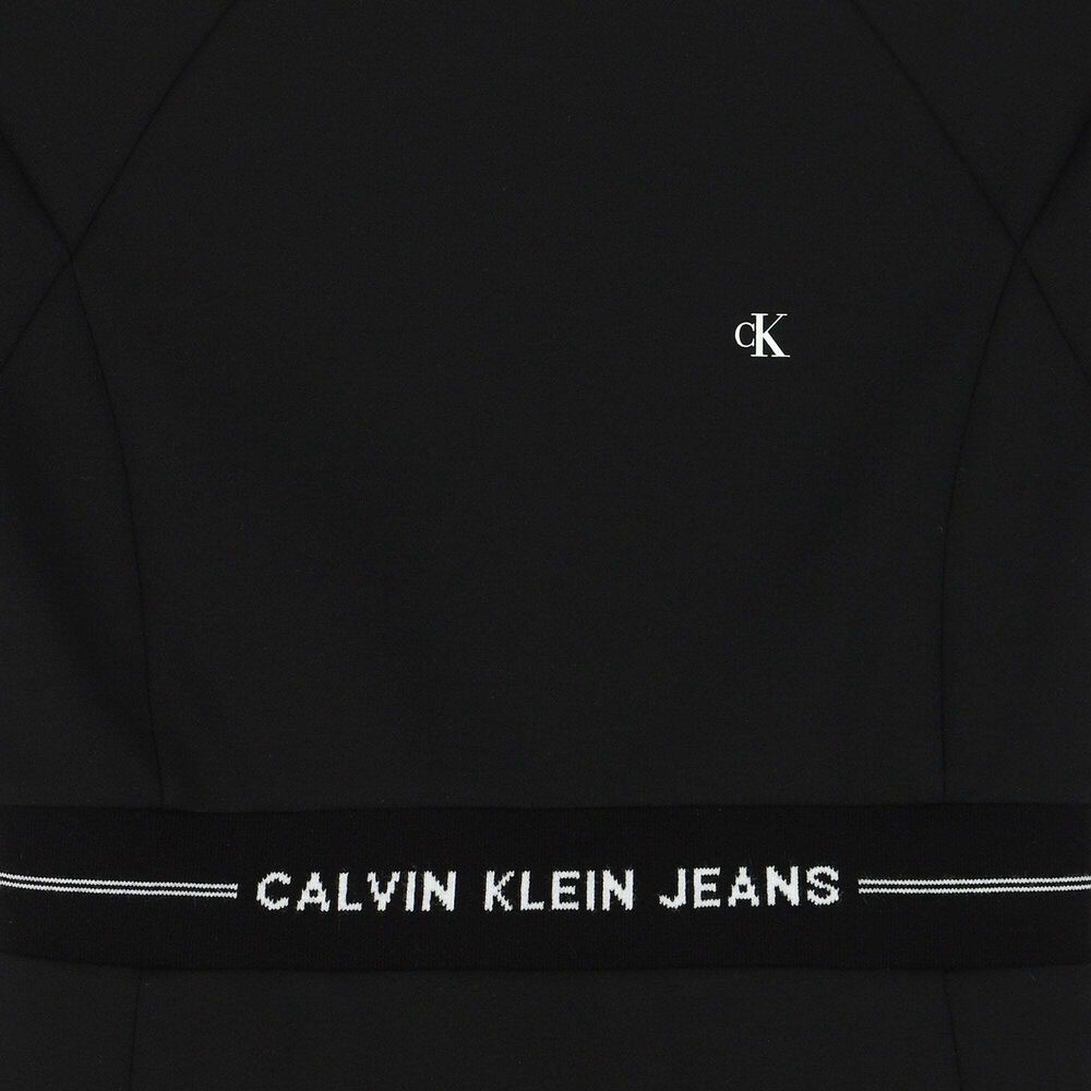 Calvin Klein Girls Logo Tape Punto Dress in Black