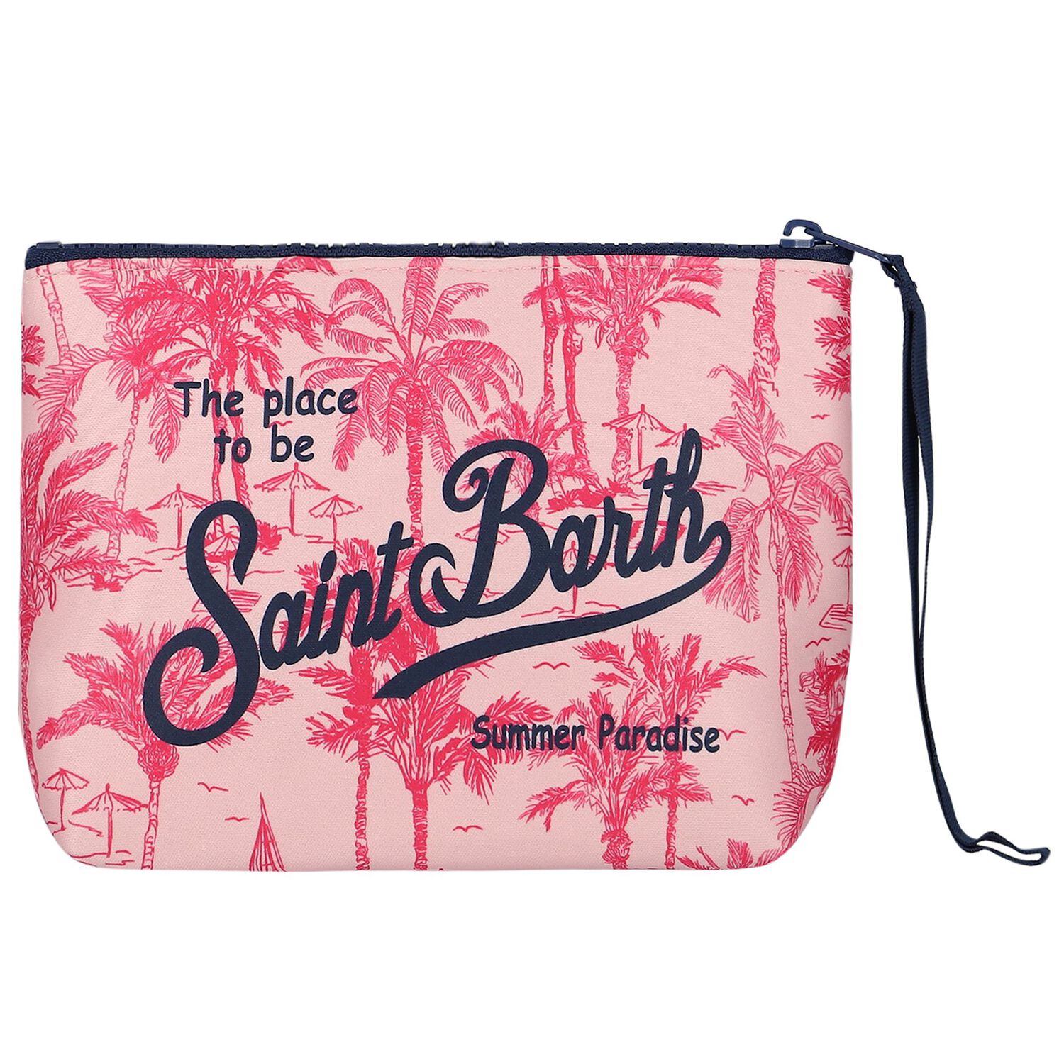 Girls Pink Palm Print Pouch, 1, hi-res