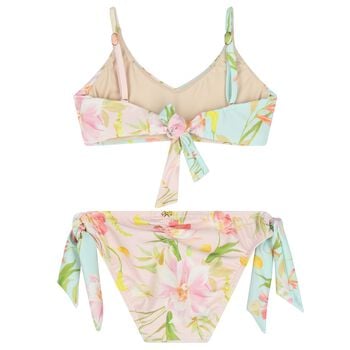 Girls Pink & Aqua Floral Bikini