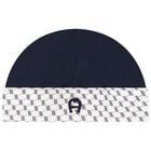Baby Boys Navy Blue & White Logo Hat, 2, hi-res