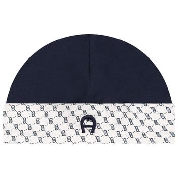 Baby Boys Navy Blue & White Logo Hat