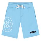 Younger Boys Blue Logo Shorts, 1, hi-res