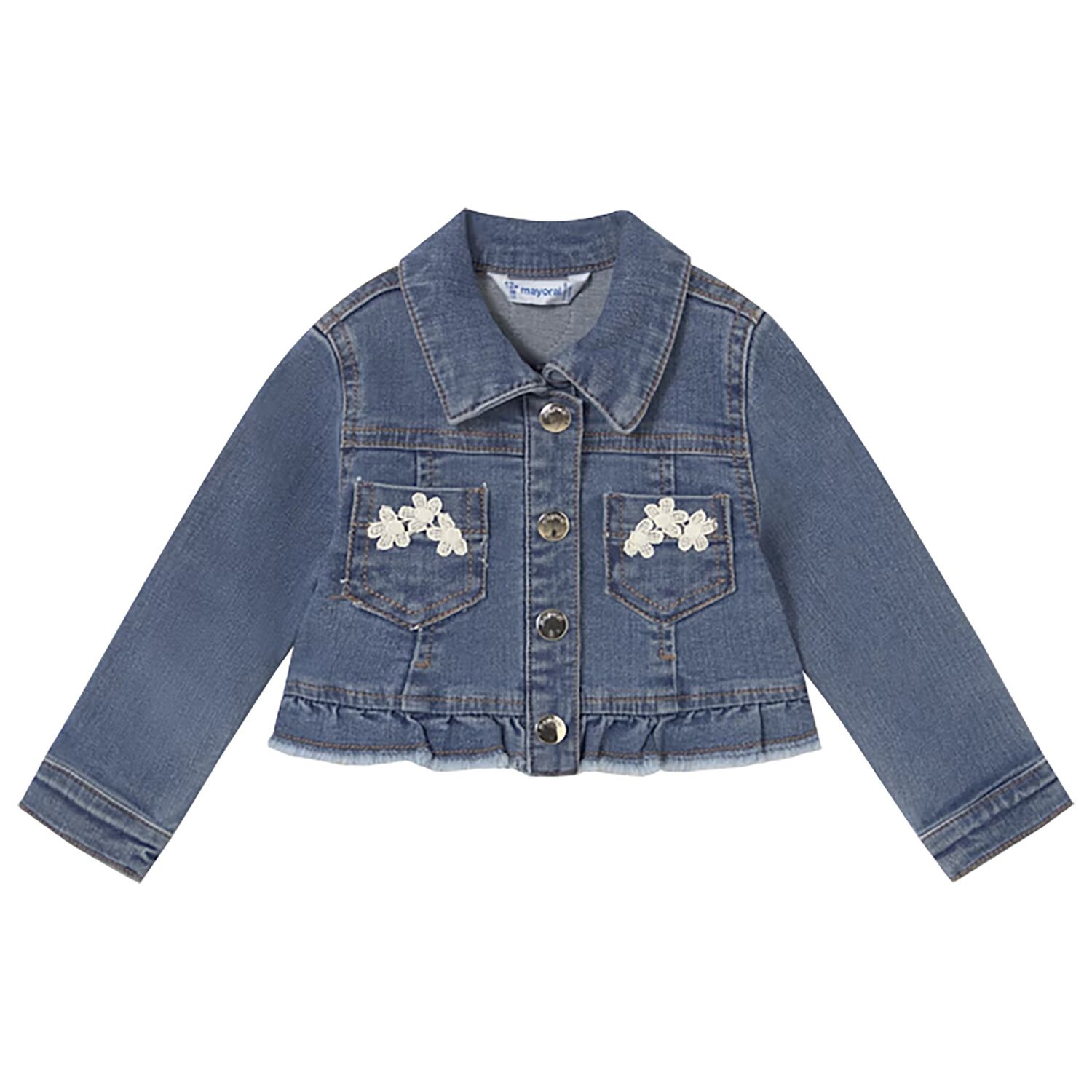 Baby Girls Blue Denim Jacket, 1, hi-res