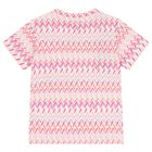 Girls Pink & White Logo Zig Zag T-Shirt, 1, hi-res